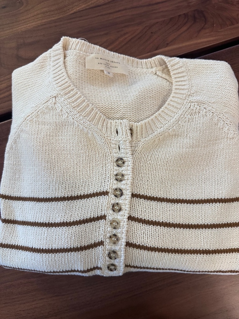 Sezane LÉONTINE JUMPER - Ecru / Camel - Medium
